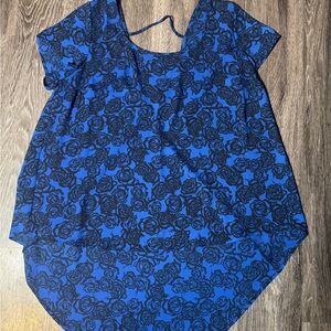 Torrid Black and Blue Rose Print Blouse